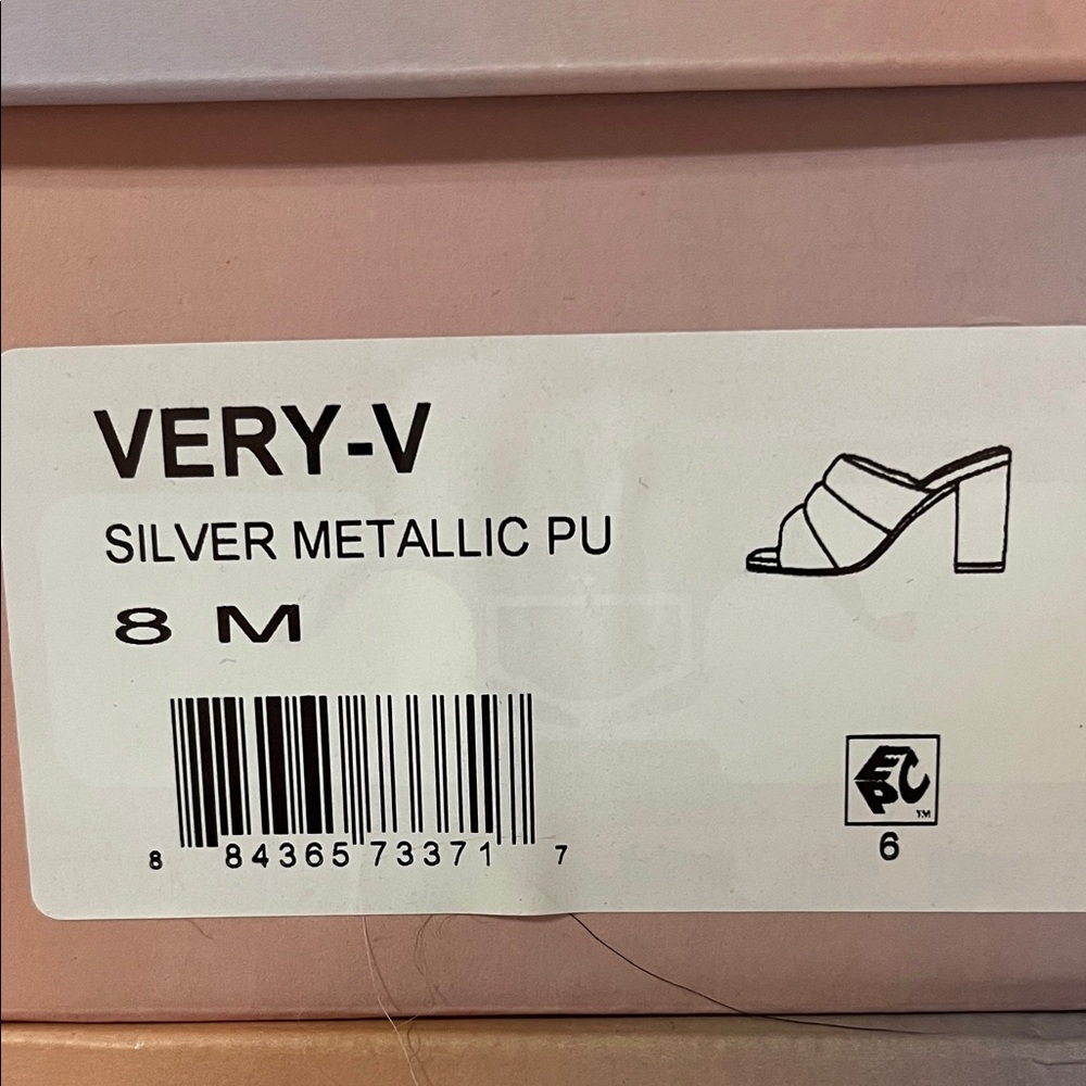 Very-V Silver Metallic Mules - Picture 2 of 4